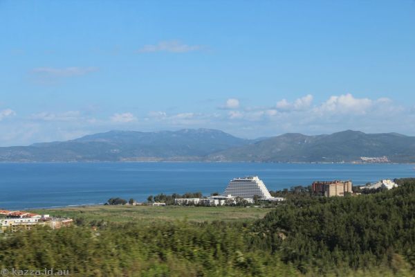 Fancy resort hotels on the Aegean Sea coast