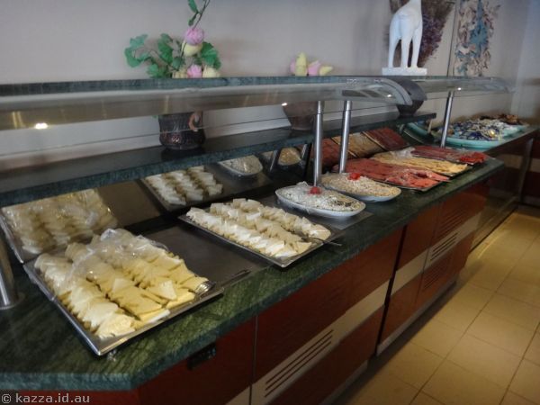 Breakfast buffet spread