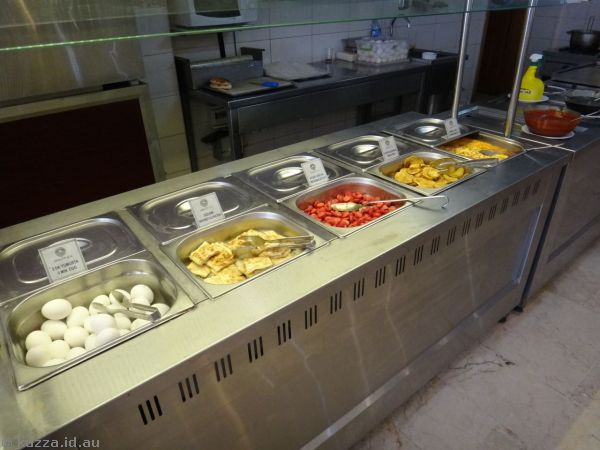 Breakfast buffet spread (day 1)